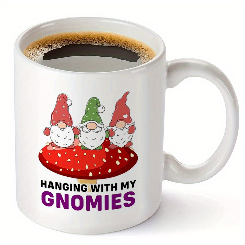 Gnome Mug Cute Be Kind Garden Gnome Ceramic Coffee Cup 11, Size: 11oz, White