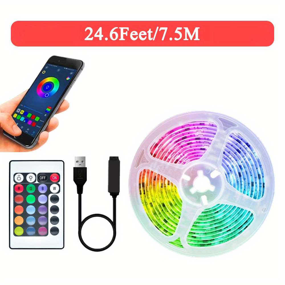 24.6ft Bedroom RGB String Lights with Remote Control LED Light Bar