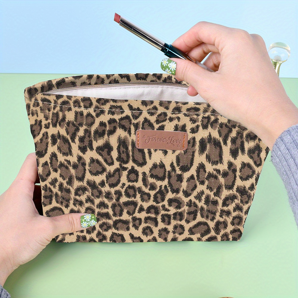 Personalized Cheetah Print Canvas Makeup Bag