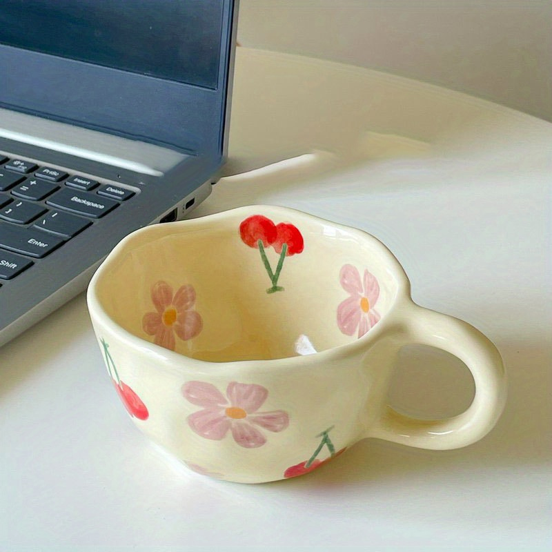 Ounissouiy Taza clásica de flores, tazas de cerámica para café, té