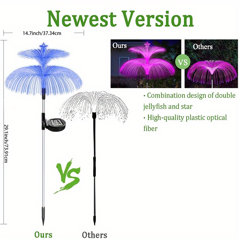 2 3pcs solar garden lights new upgraded solar outdoor lights waterproof 7 color variations twin jellyfish and star solar flower lights garden decorations yard decorations outdoor decorations womens gifts details 1