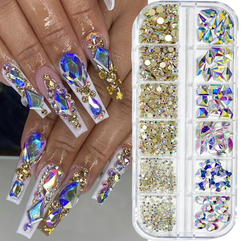 Flatback Glass Nail Art Rhinestone multi shape Crystal - Temu