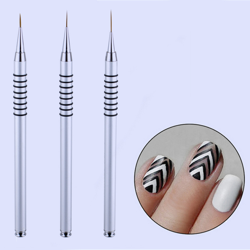 3pcs Nail Art Liner Brush Set, 7/9/11mm Thin Nail Art Brush for Short  Strokes, Long Lines, Details, Fine Designs 