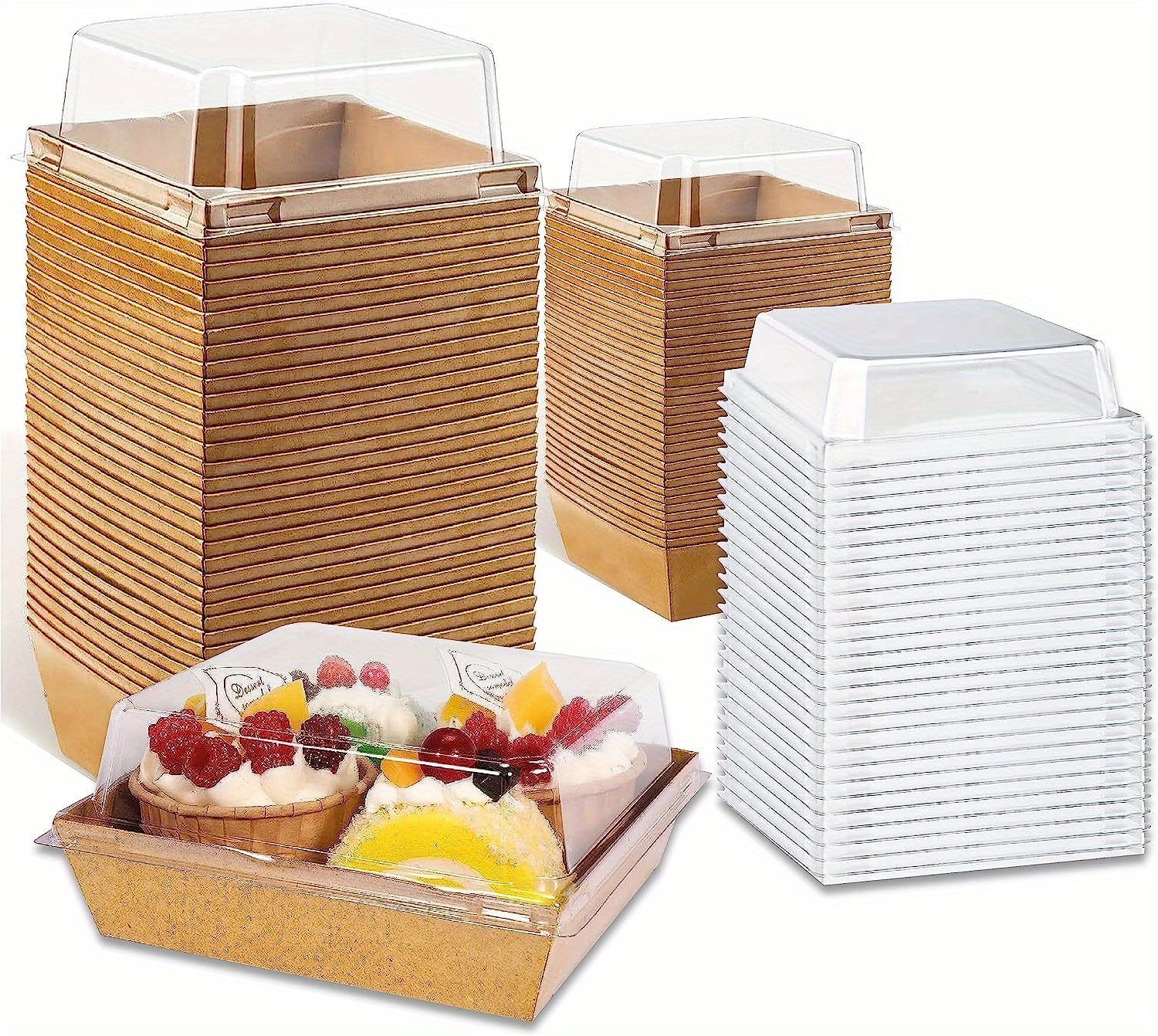 Paper Charcuterie Boxes With Clear Lids Brown Cookie Boxes - Temu