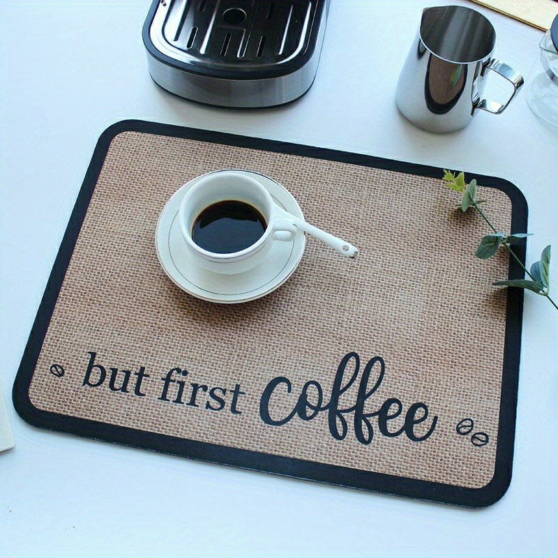 1pc Coffee Printed Bar Mat Dish Drying Mat Soft Rubber - Temu