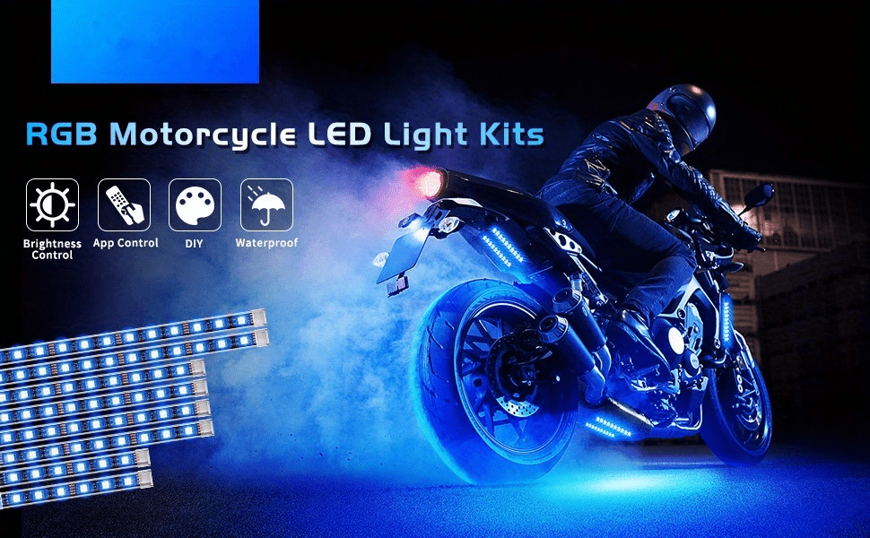 Lot De 6 Kits D'éclairage LED Pour Moto, Bande Lumineuse LED Multicolore  Étanche Pour Moto, Synchronisation De La Musique Et Lumières LED RVB Pour  Motos, 12 V - Temu Belgium