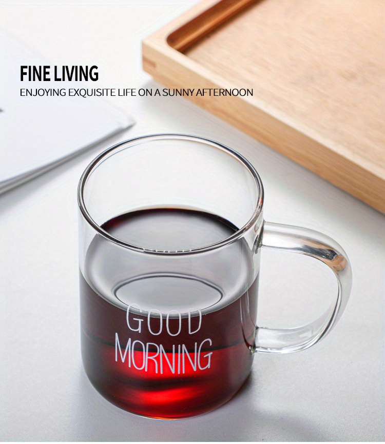 Good Morning Glass Coffee Mug, Clear Water Cup, Breakfast Coffee Cups,  Drinking Cups, Summer Winter Drinkware - Temu
