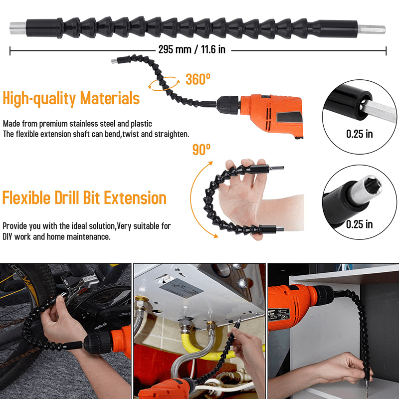 Flexible Drill Bit Extension Set Include 1/4 3/8 Universal - Temu