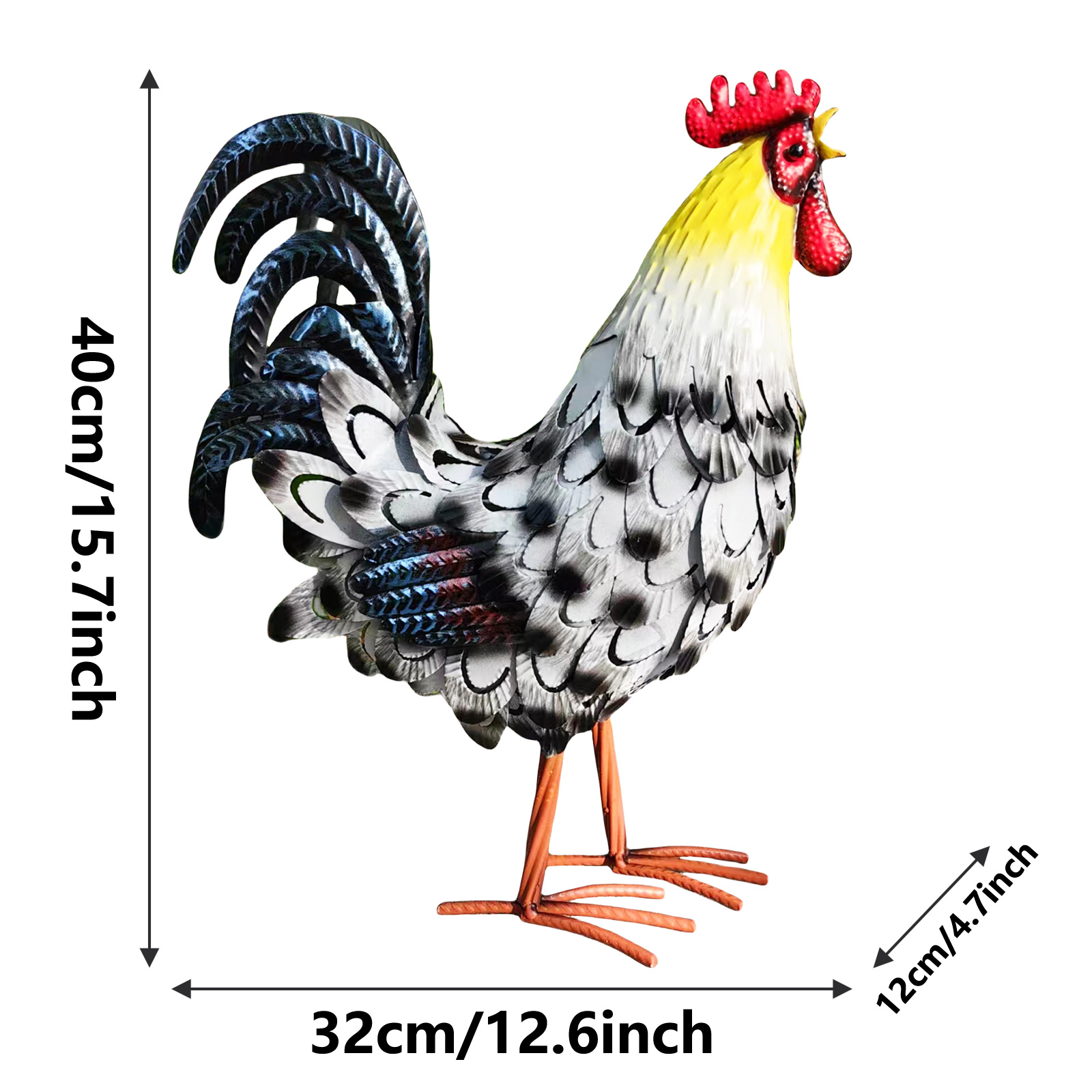 Large Metal Rooster Decor Rooster Garden Statues Decor Yard - Temu