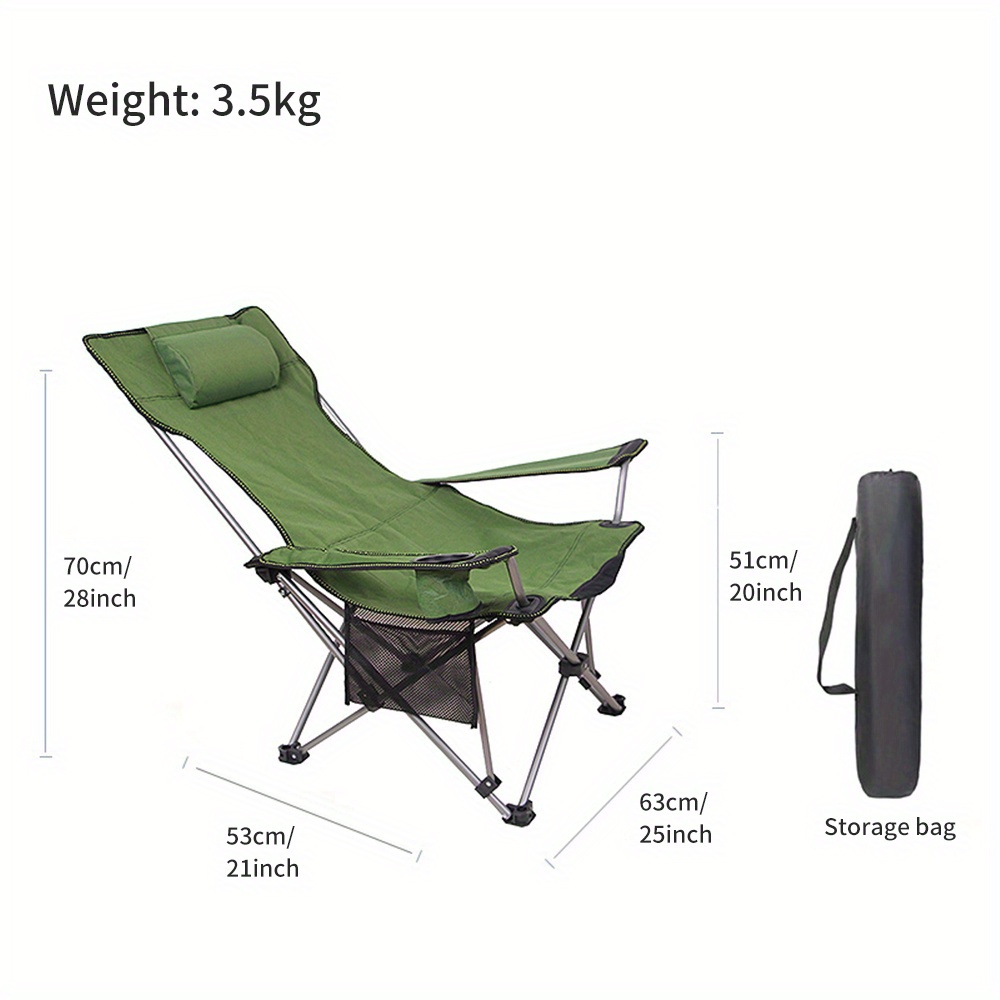 1pc Folding Fishing Chair With Rod Holder Breathable Oxford Cloth