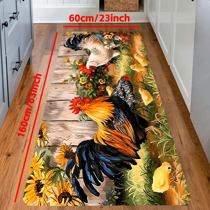 Rooster Kitchen Rug, Kitchen Mat Set of 2, Farmhouse Decor for The Kitchen  Mats Cushioned Anti Fatigue 2 Piece Set and Chicken Kitchen Mat for Home