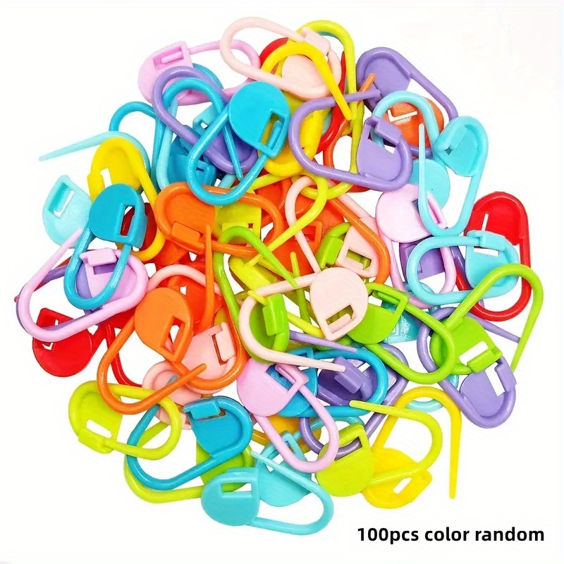 100pcs Colorful Plastic Safety Pins, Knitting Markers Crochet Clips, Knitting Crochet Markers, Locking Markers For Knitting Diy Craft, Clothing
