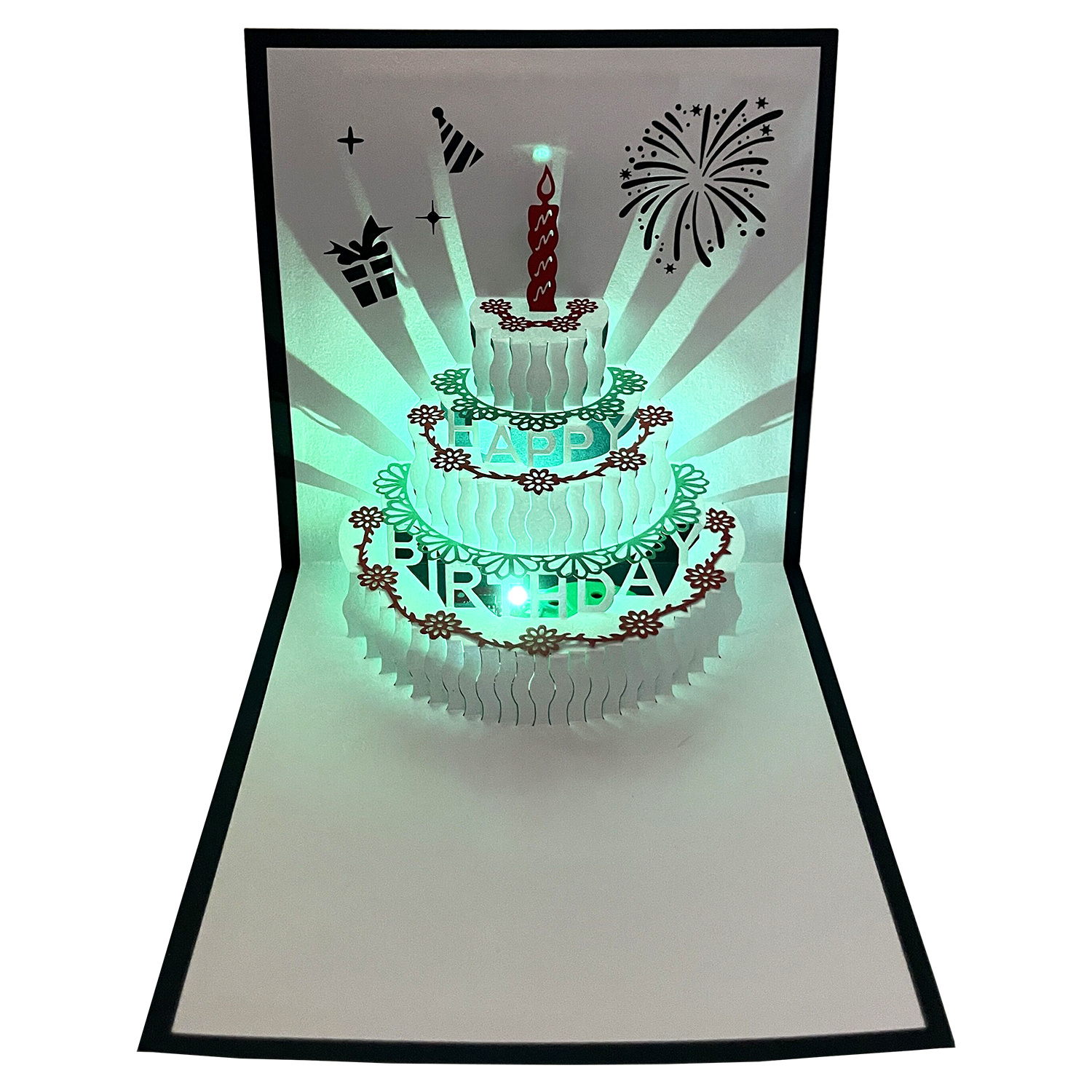 Carte d'anniversaire pop-up 3D avec lumière et Algeria