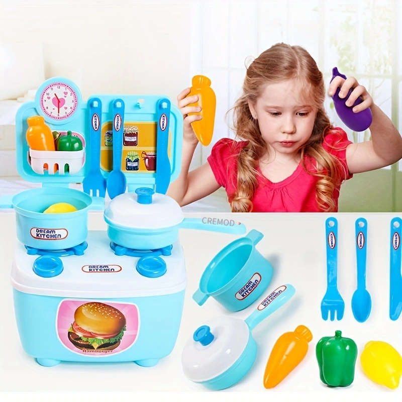Juego de cocina con sonidos y luz reales, juego de accesorios de juguete,  juego de accesorios de juguete de comida para niños pequeños, fregadero de