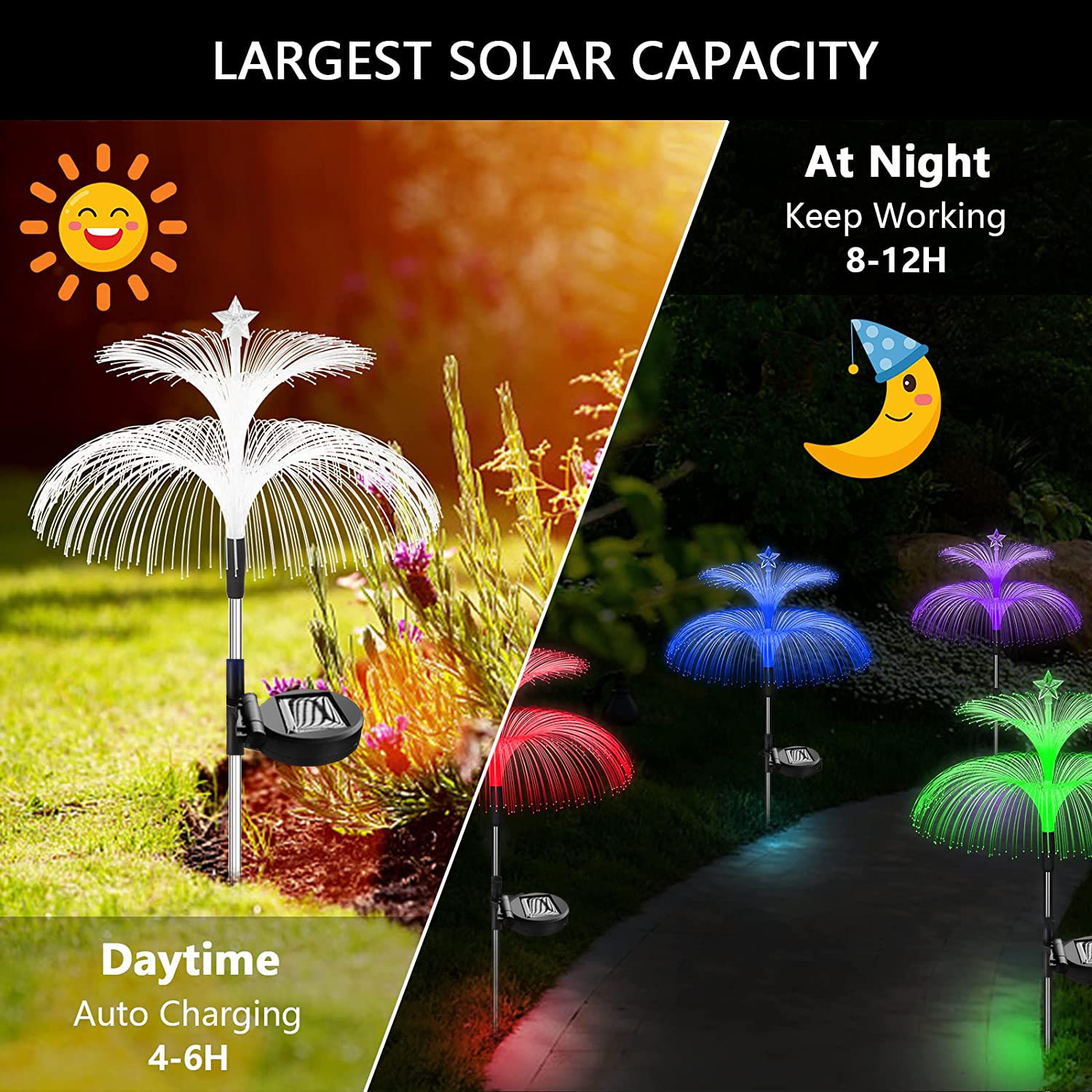 2 3pcs solar garden lights new upgraded solar outdoor lights waterproof 7 color variations twin jellyfish and star solar flower lights garden decorations yard decorations outdoor decorations womens gifts details 3