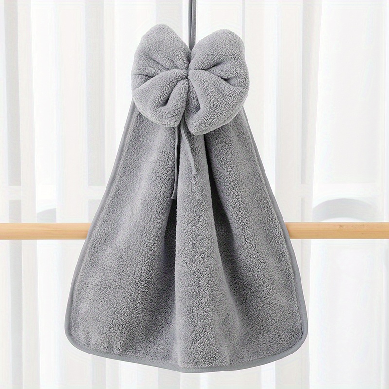 Bowknot Hanging Towel For Wiping Hands Coral Fleece Quick - Temu