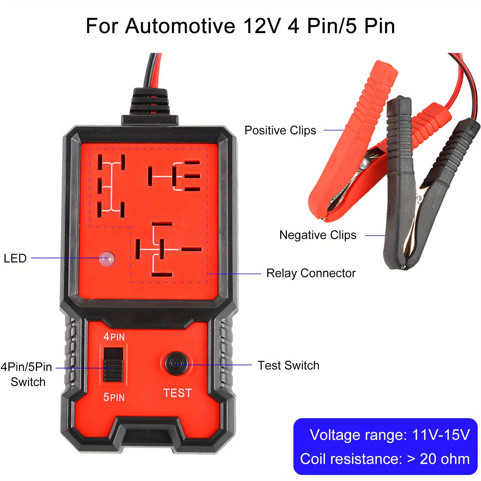 Auto Car Automotive Relay Tester For 12v 4pin And 5 Pin With Battery ...