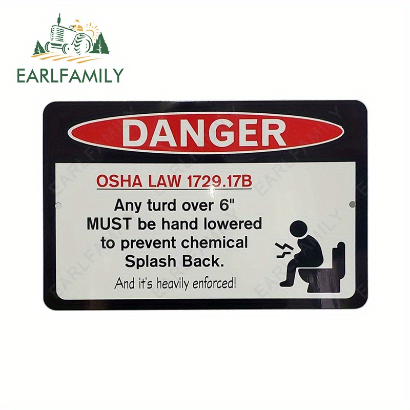Danger Sticker Osha Law Turd Must Lowered Decal Funny Sign Temu
