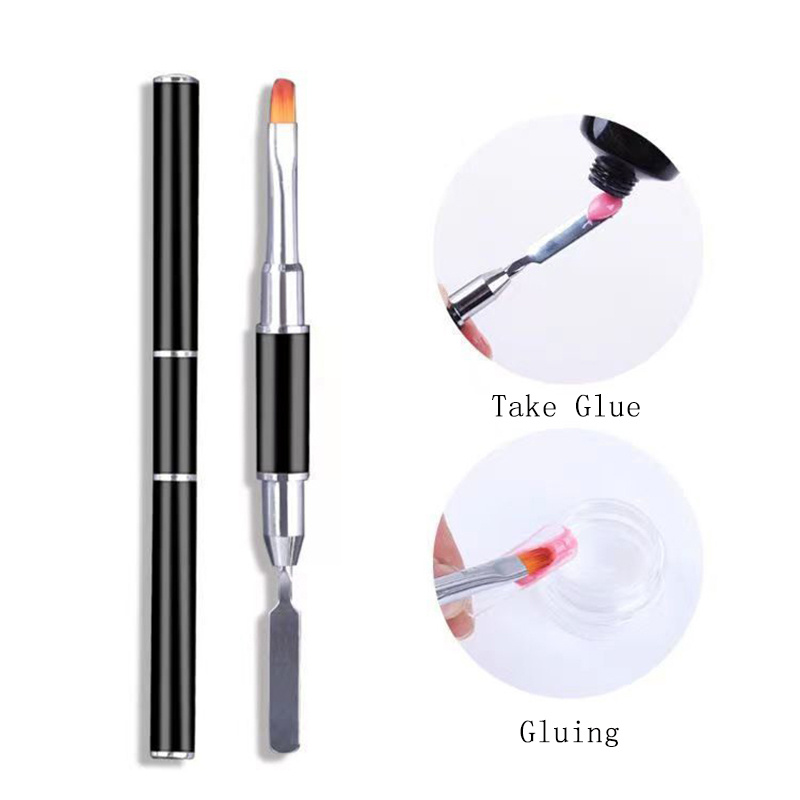 Nail Art Brush Golden Double Head Dual Head Wire Color Painting Flower Pen Phototherapy Flat Mouth Pen Tools