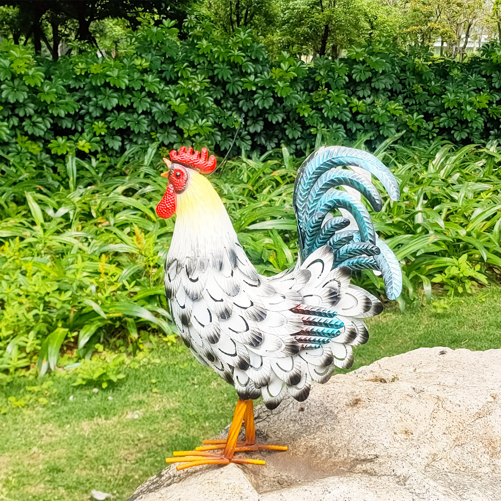 Large Metal Rooster Decor Rooster Garden Statues Decor Yard - Temu