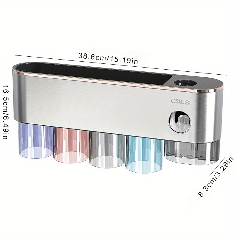 Stainless Steel Toothbrush Holder With Automatic Toothpaste Dispenser And  Large Capacity Tray - Wall Mounted Toothbrush Storage Rack And Minimalist  Bathroom Accessories Set - Temu