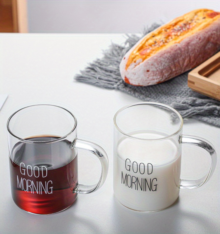 Glass Mug Good Morning Coffee Mug Heat Resistant Glass - Temu