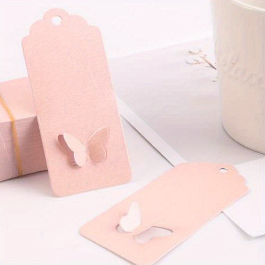 Image of 100pcs Wedding Party Favor Decorations, Wavy With , Cut-out Hanging Tags, Pink