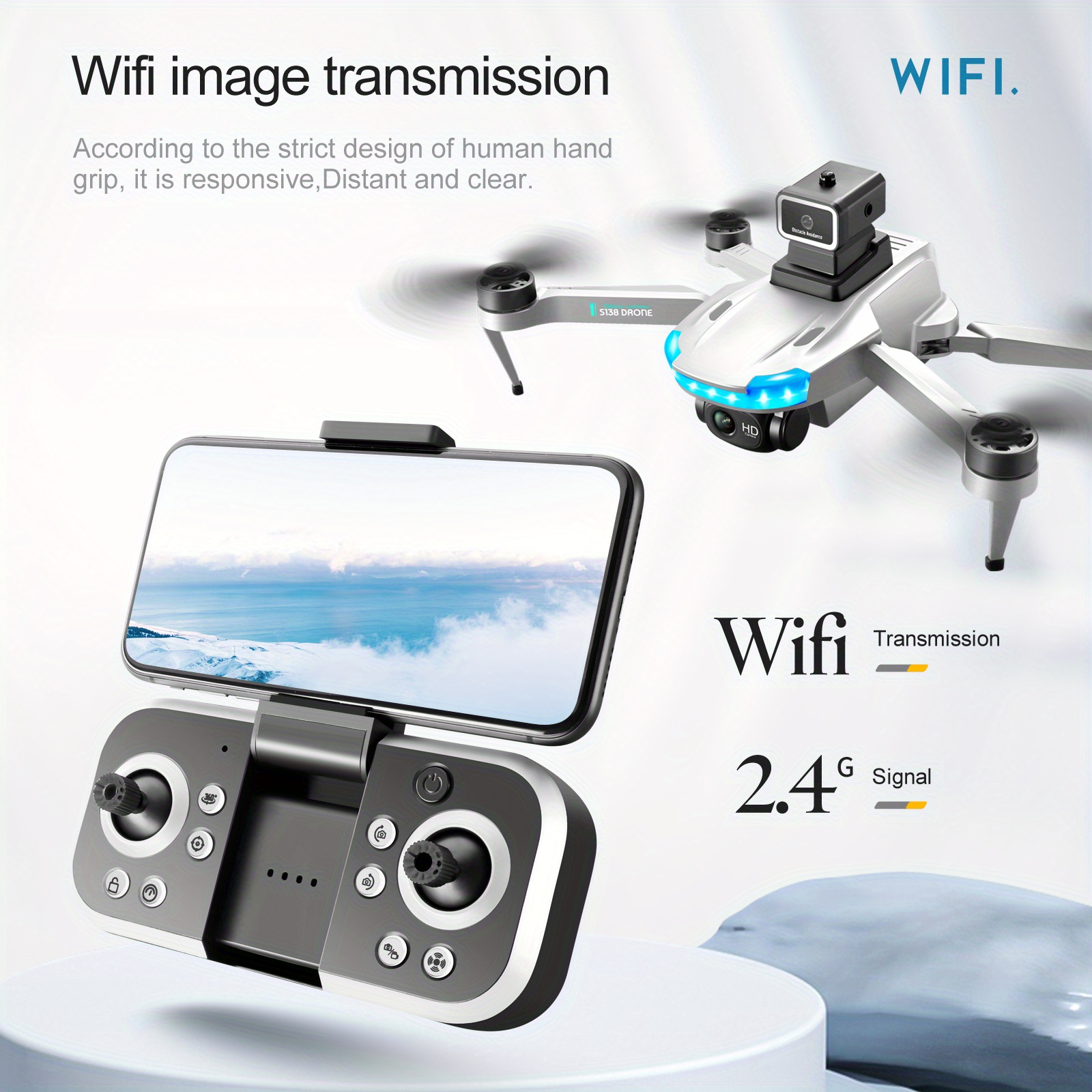 s138 brushless optical flow remote control drone with hd dual camera 1 3 batteries optical flow positioning esc camera brushless motor headless mode 360 intelligent obstacle avoidance wifi fpv details 7