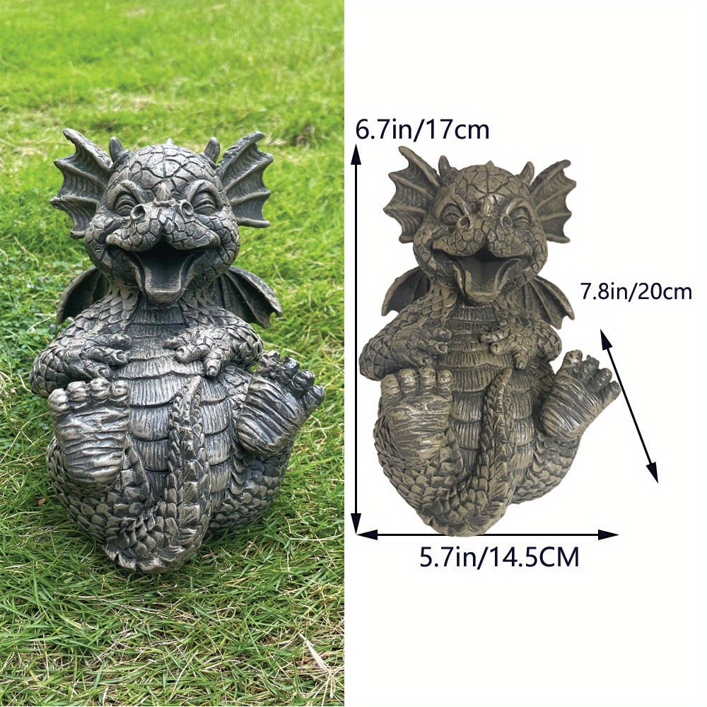 Decorative Meditation Dragon Garden Statue Resin Funny Temu