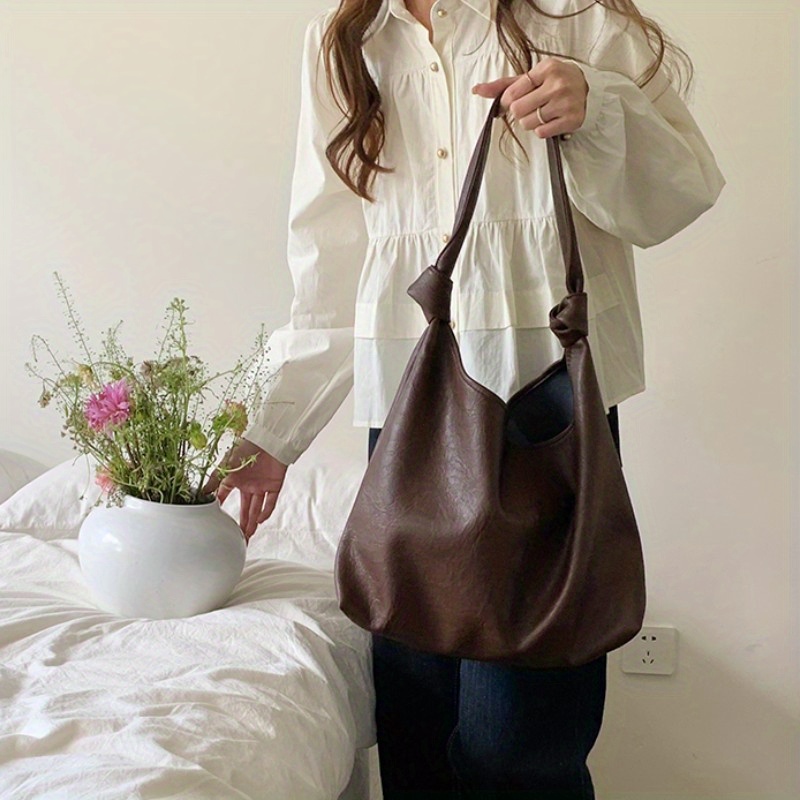 Large Capacity Soft PU Leather Handbag Lightweight Work Bag