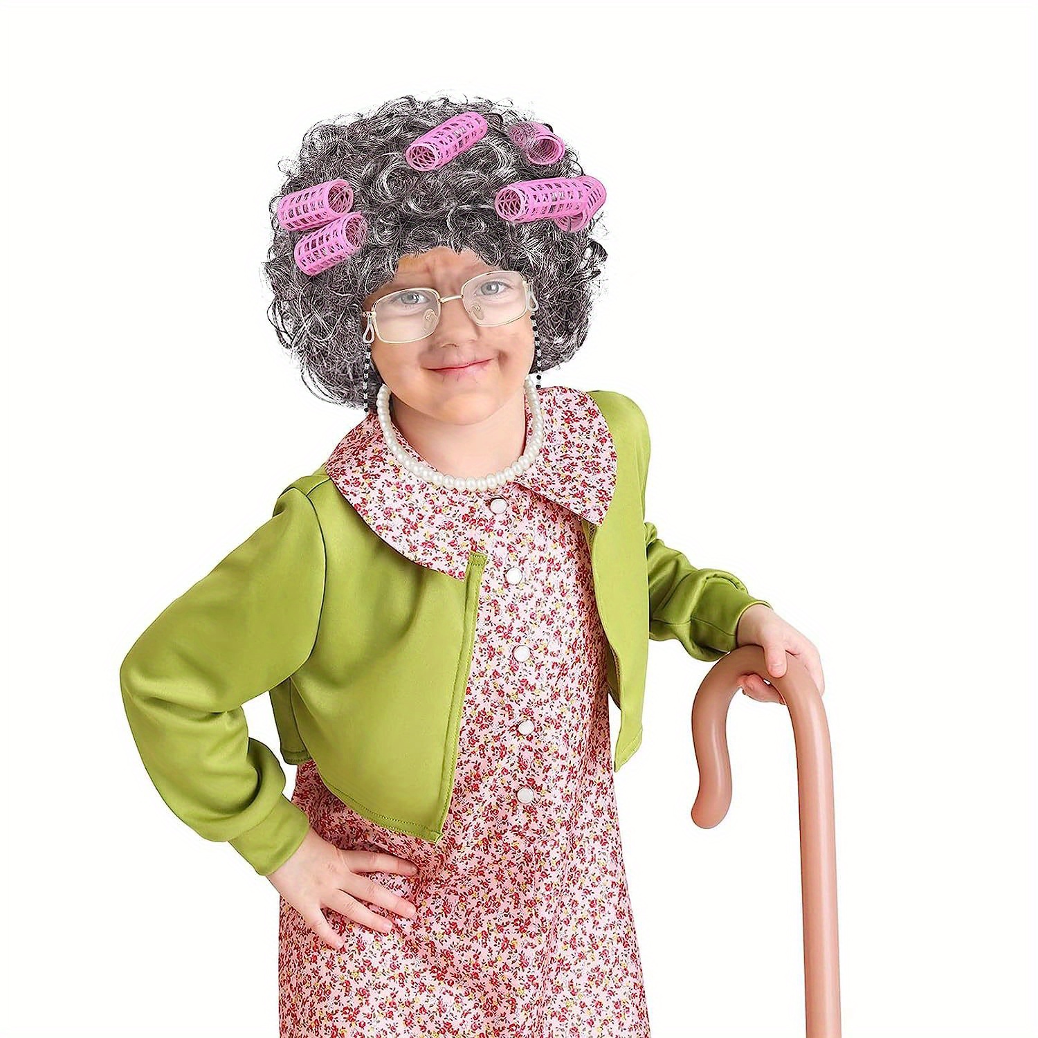 Costume de vieille dame avec lunettes sans ordonnance et chaîne perruque de  vieille dame perruque de grand-mère Costume de grand-mère 100e jour d'école  -  Canada