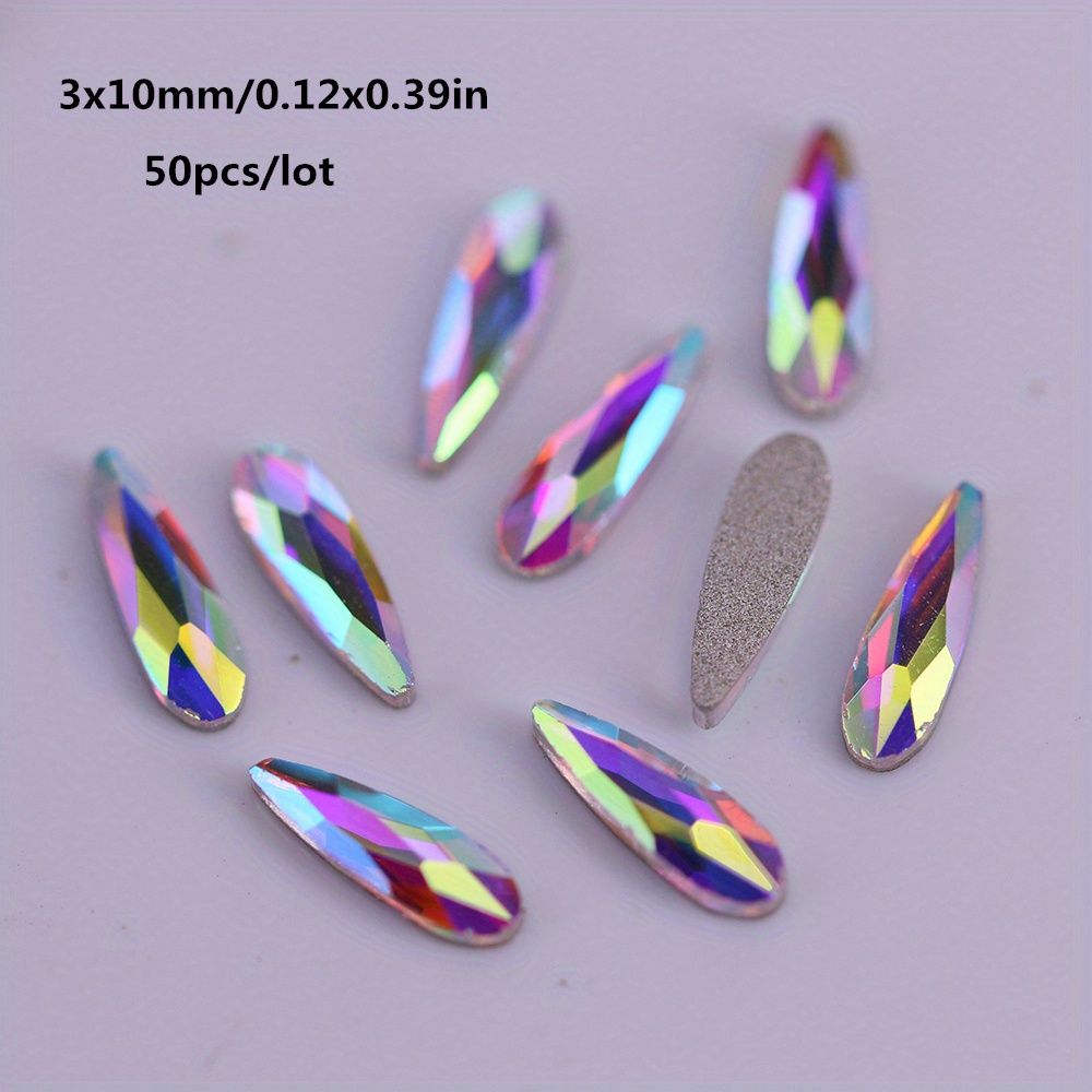 Crystal Ab Flat Back Non Hotfix Nail Art Rhinestones 3d - Temu