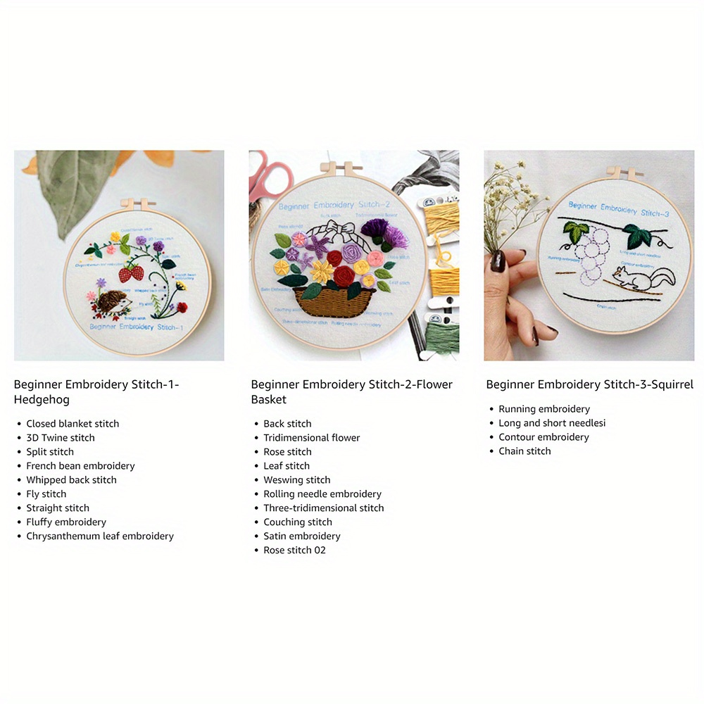 Embroidery Stitches Practice Kit Embroidery Kit For - Temu