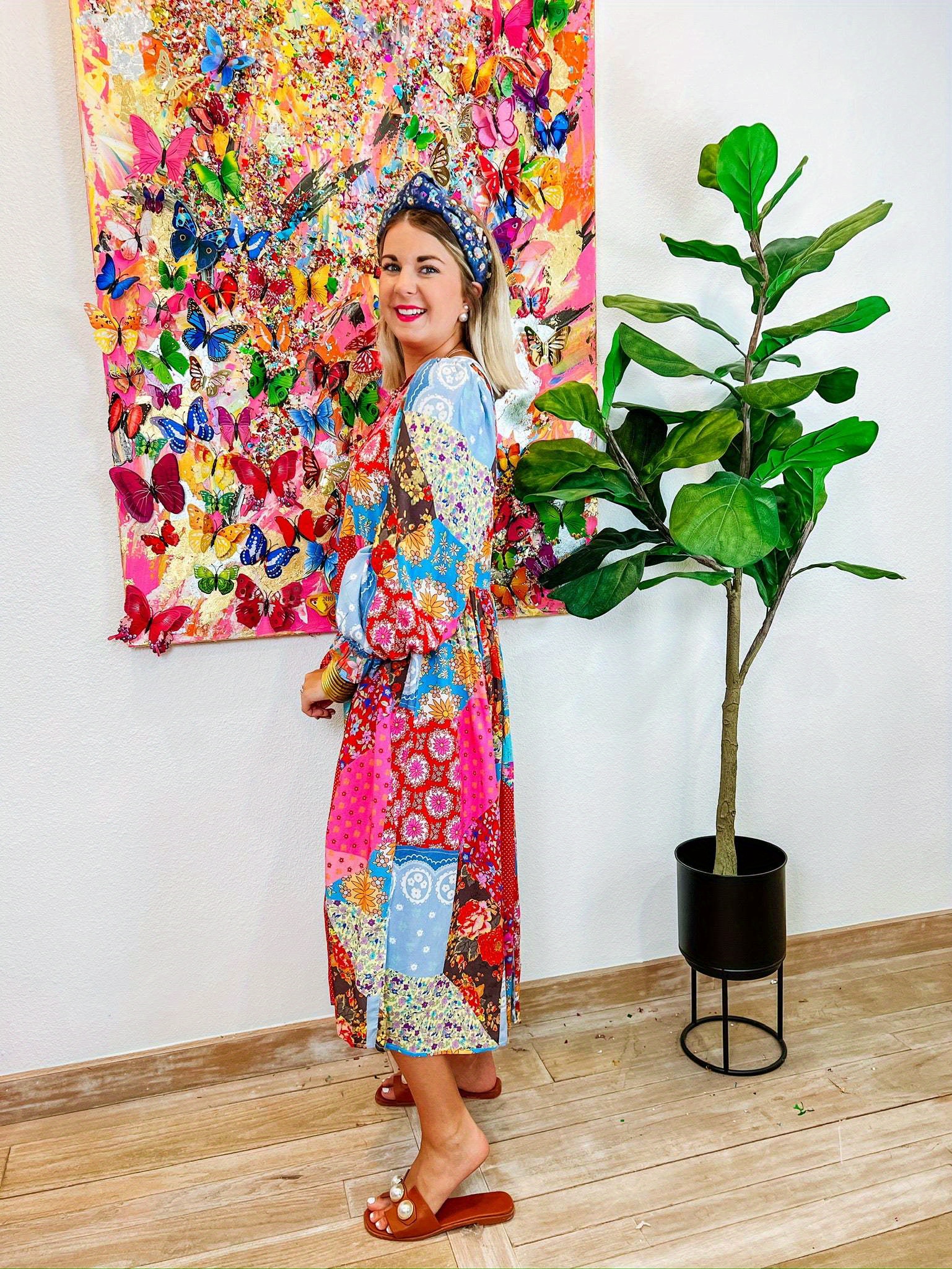 Robe Midi Bebe Imprimé Colorblock - Taille Small Couleur Downtown Paisley 3