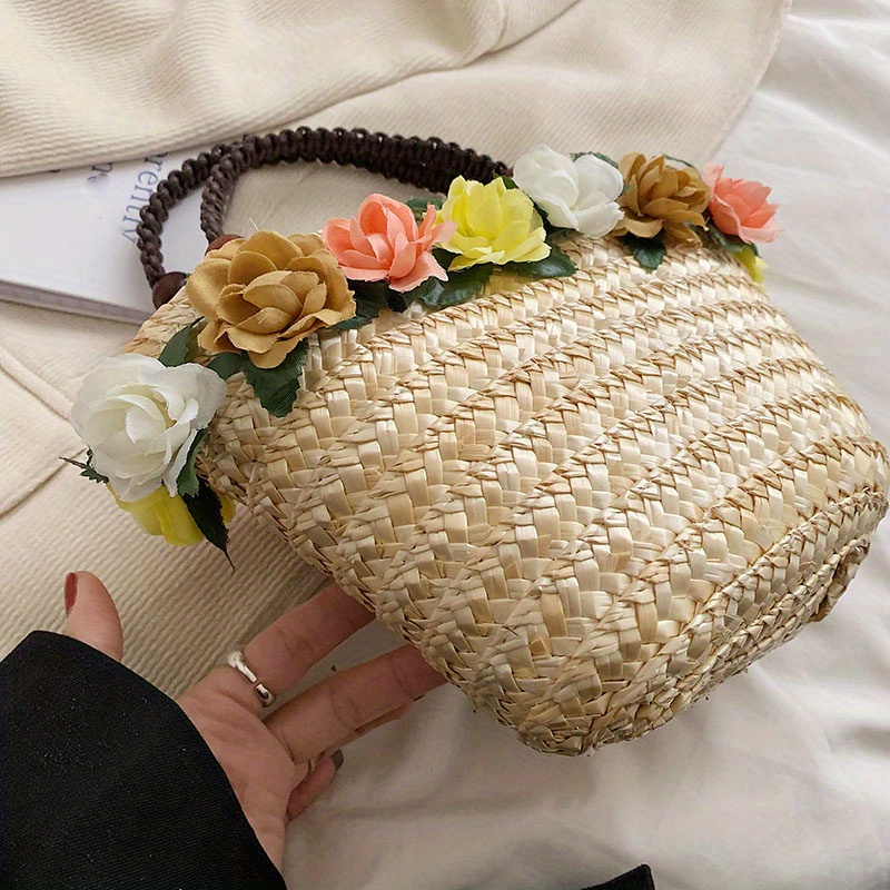 Bag Flower Handbag Beach Bags  Handmade Crochet Flowers Bag