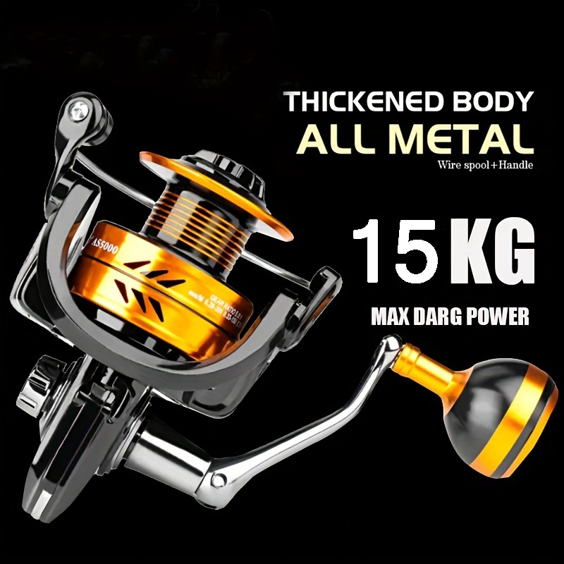 Heavy-Duty All-Metal Spinning Fishing Reel - 5.2:1 Gear Ratio, 15KG Max  Drag Power - Perfect for Freshwater & Saltwater Fishing!
