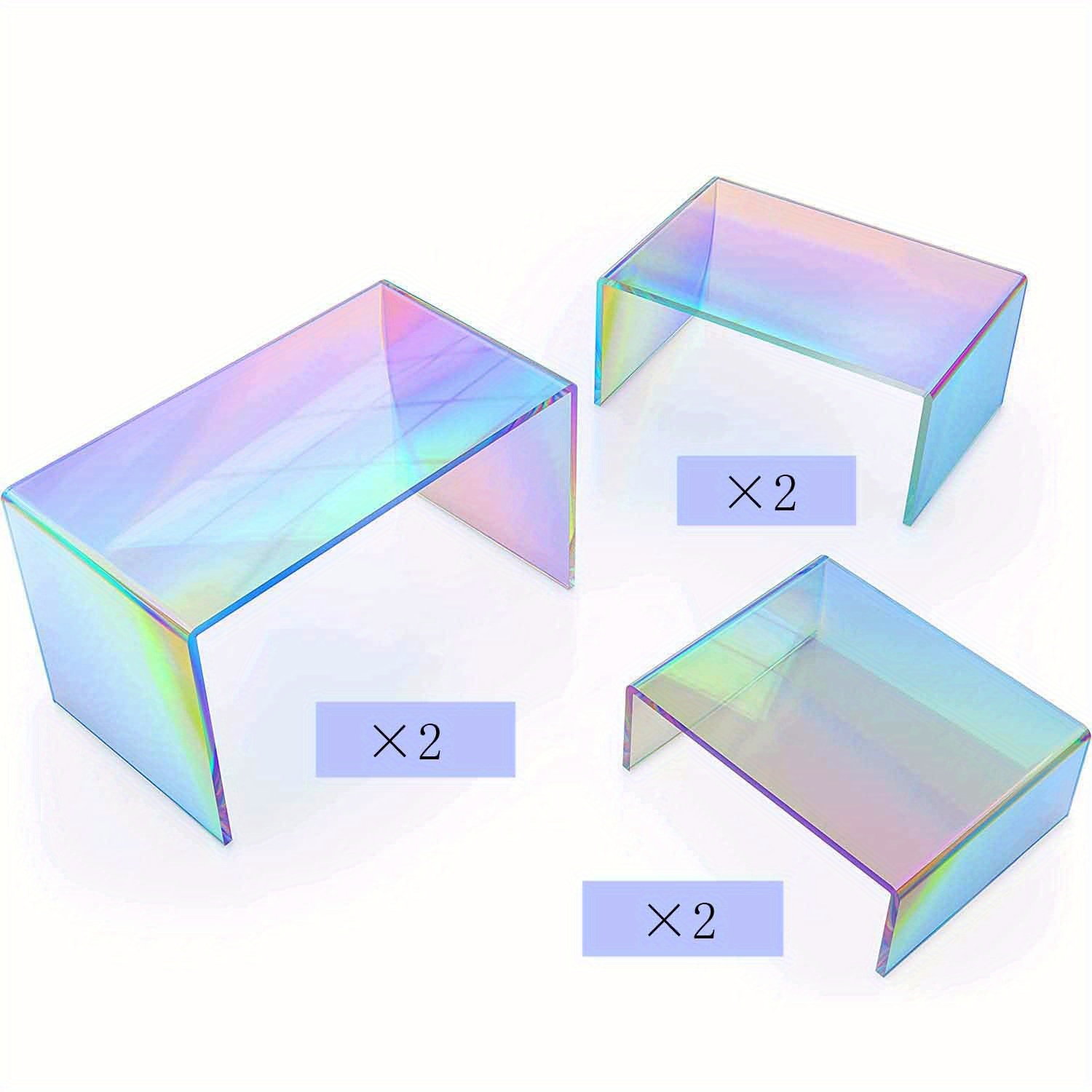 6pcs Rainbow Display Risers 3 Sizes Acrylic Product Stand Shelf