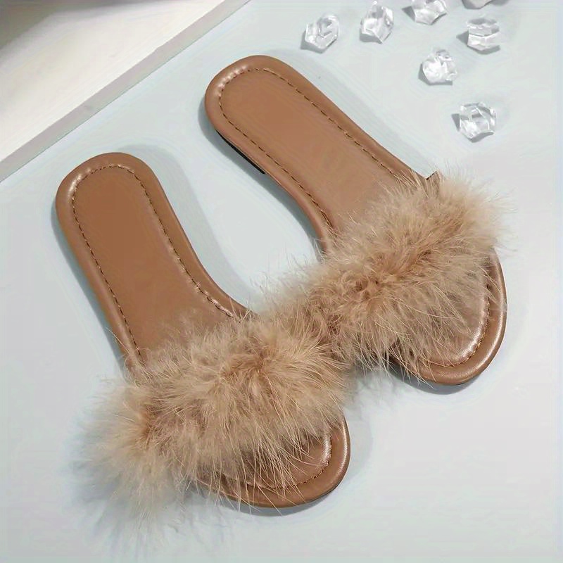 Louis Vuitton Lock It Mink Fur Slide Sandals - Brown Sandals