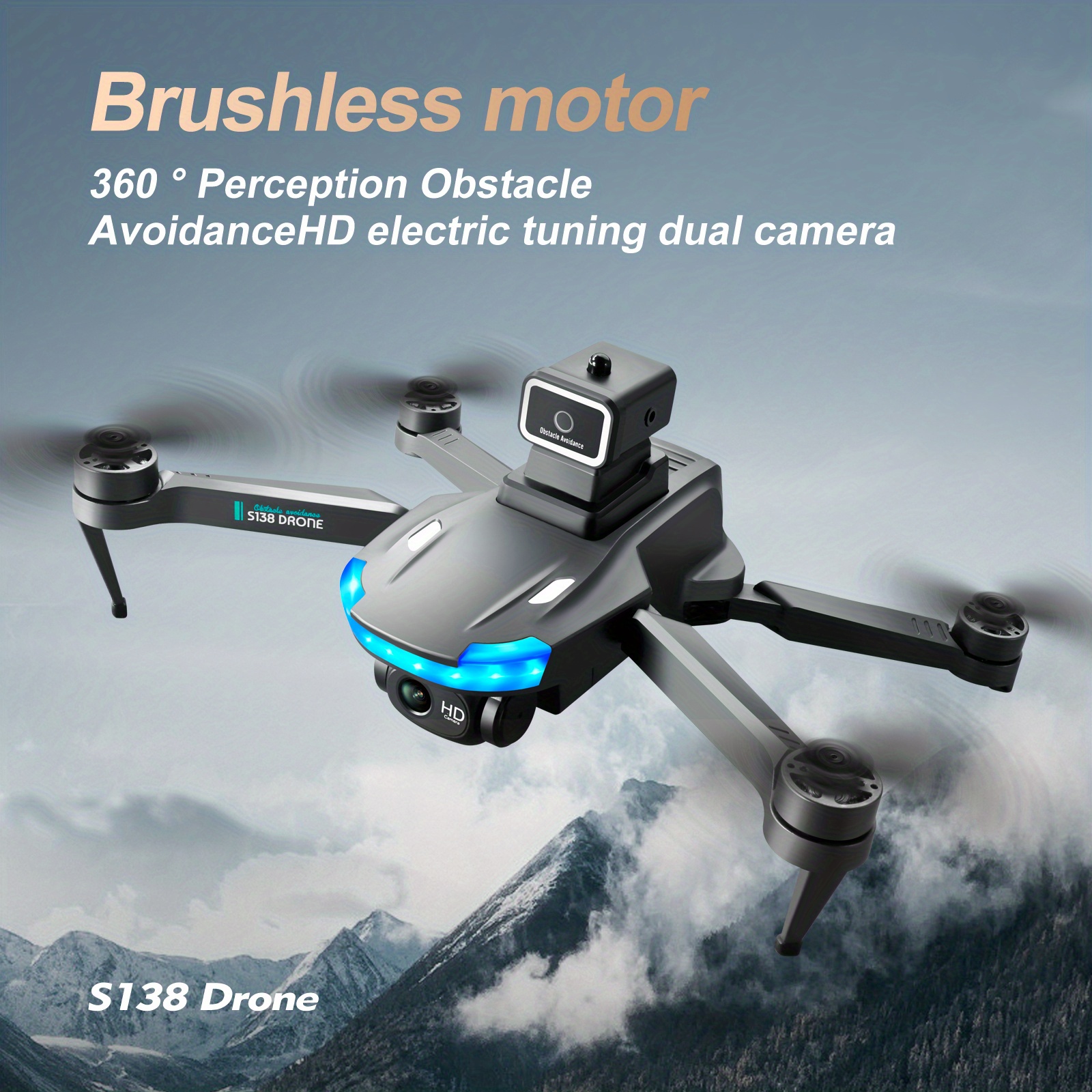 s138 brushless optical flow remote control drone with hd dual camera 1 3 batteries optical flow positioning esc camera brushless motor headless mode 360 intelligent obstacle avoidance wifi fpv details 0