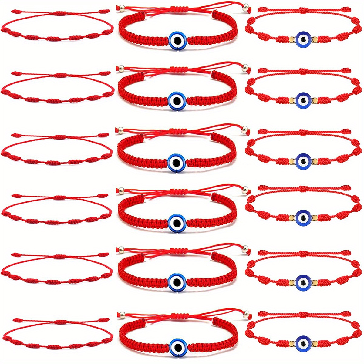 2 Pieces Red String Bracelets Red Cord Bracelet Adjustable Red Knot String Bracelet for Protection and Good Luck for Friendship, Women's, Size: One