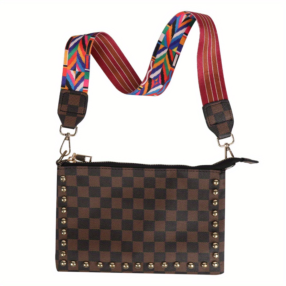 Boho Style Crossbody Bag, Colorful Geometric Print Purse, Ethnic Wide Strap  Shoulder Bag For Women - Temu