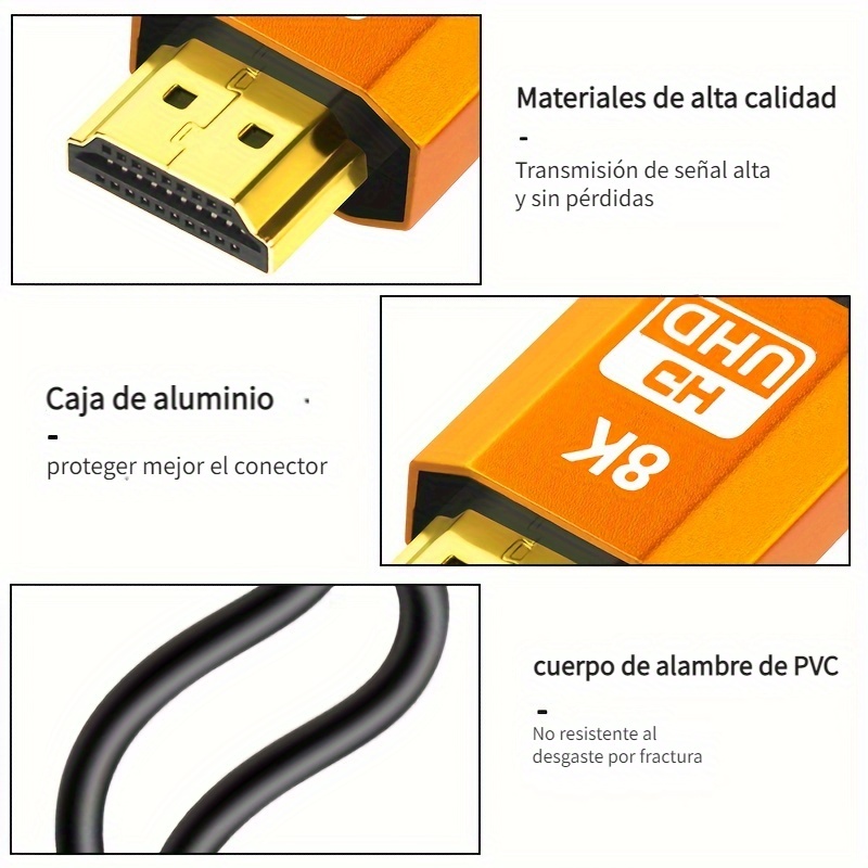 I Zclive Conector Alta Velocidad 8k Cable 2.1, Conector 8k@60hz 4k@120hz  Cable, Conector Macho Conector 4k@60hz Hdr, 3d, 2160p, 1080p, Arc, Hdr,  Conector Cables Monitores, Hdcp 2.2, Tv, Xbox, Ps3/ps4, Switch, Conector