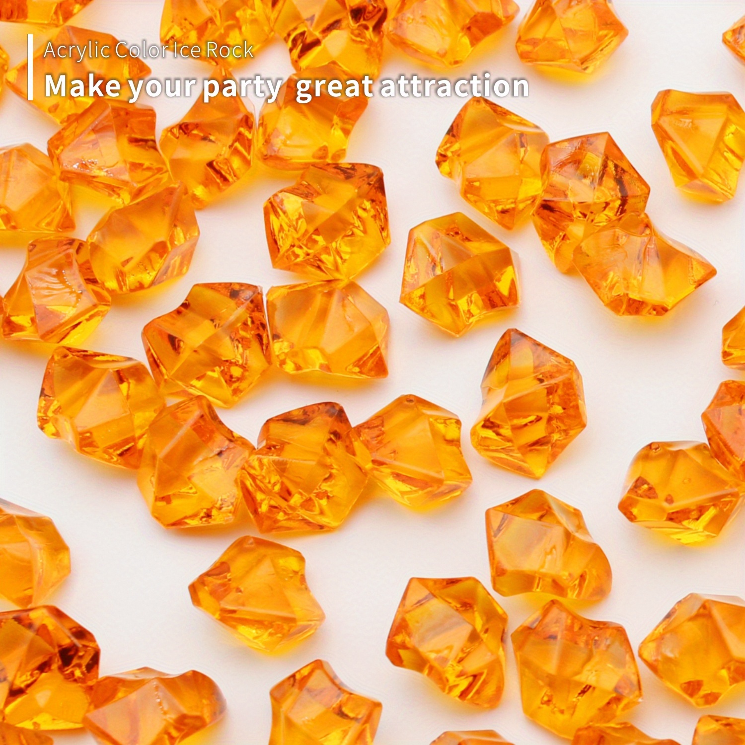 Mega Crafts - 1/2 lb Acrylic Gemstones Orange | Plastic Glass Gems for Arts and Crafts, Vase Fillers and Table Scatters, Decoration Stones, Shiny