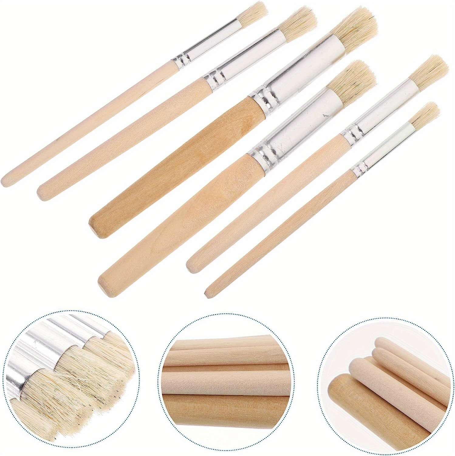  3 Pcs Wooden Stencil Brushes Pure Natural Stencil Brushes,  Painting Bristle Brushes for Acrylic Oil Watercolor Painting Project Card  DIY Crafts, 3 Sizes