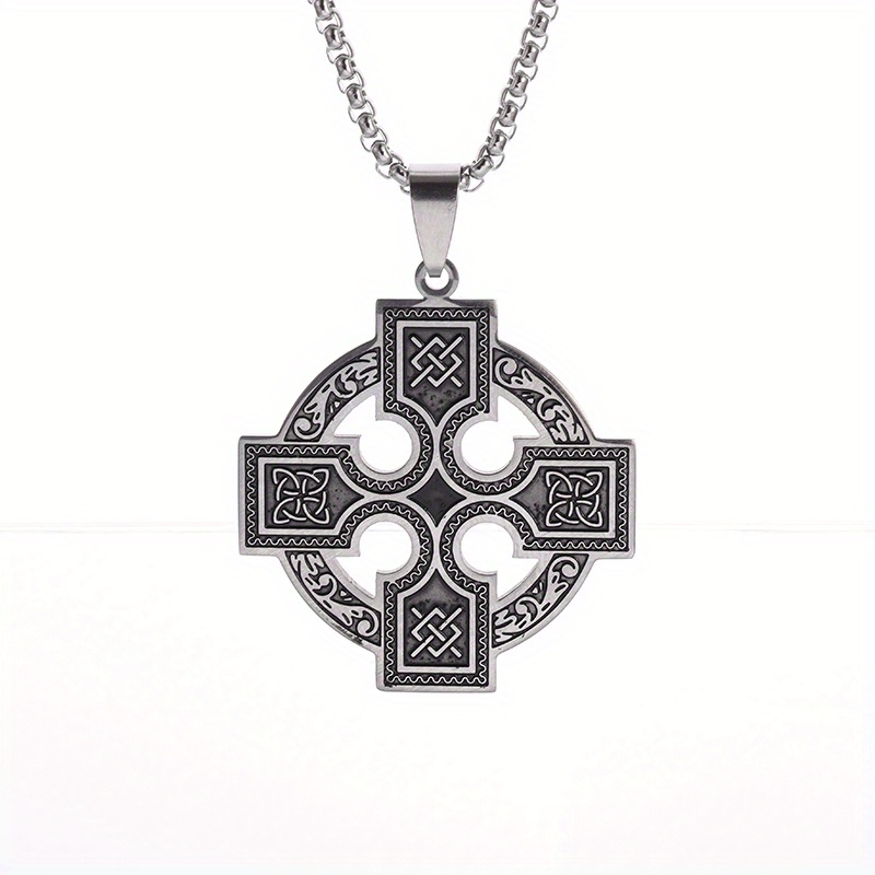 Image of 1pc Trending Celtic Knot Cross Pendant Women Men 304 304 Stainless Steel Necklace Irish Symbol Amulet Good Luck Party Gift Accessory