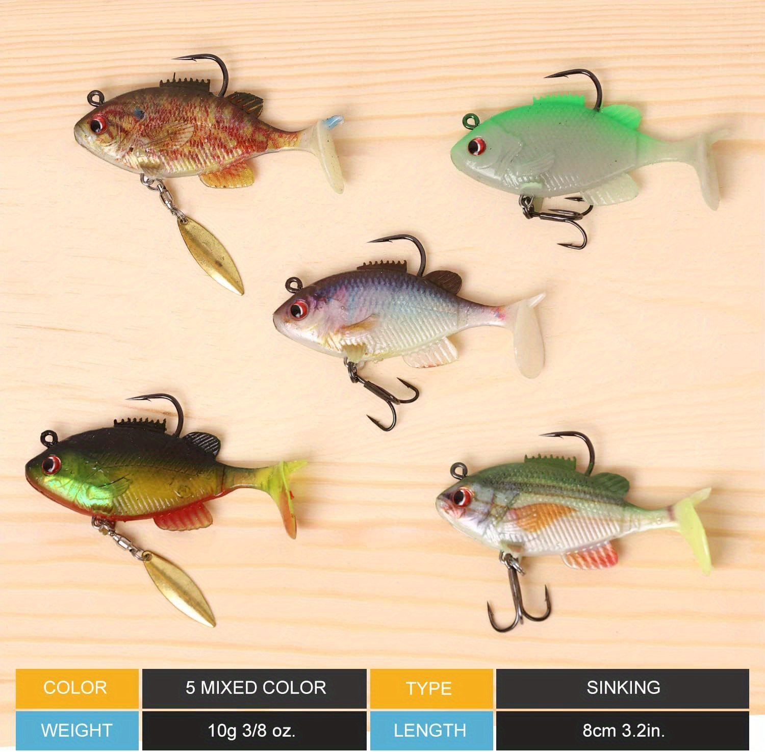 9g 2 Replacement Lure Jigging Soft Bait Fishing Lures DIY Lead Head Jig  Fish T Tail