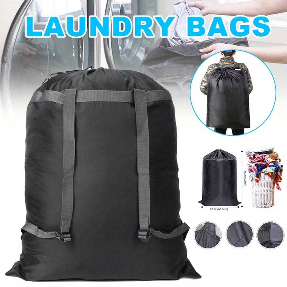  Paquete de 4 bolsas de lavandería de viaje, organizador de ropa  sucia, plegable, lavable, pequeña bolsa de lavandería para maleta con  cremallera y cordón, negro y gris : Hogar y Cocina