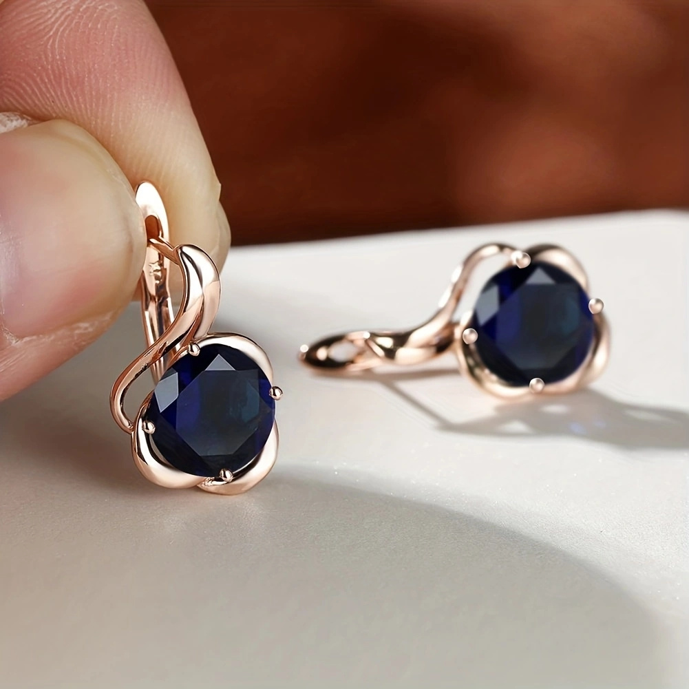 TEMU Pendientes de boda de moda para mujer KC en oro con piedra azul vintage, pendientes colgantes, aros y pendientes de clip para , joyería