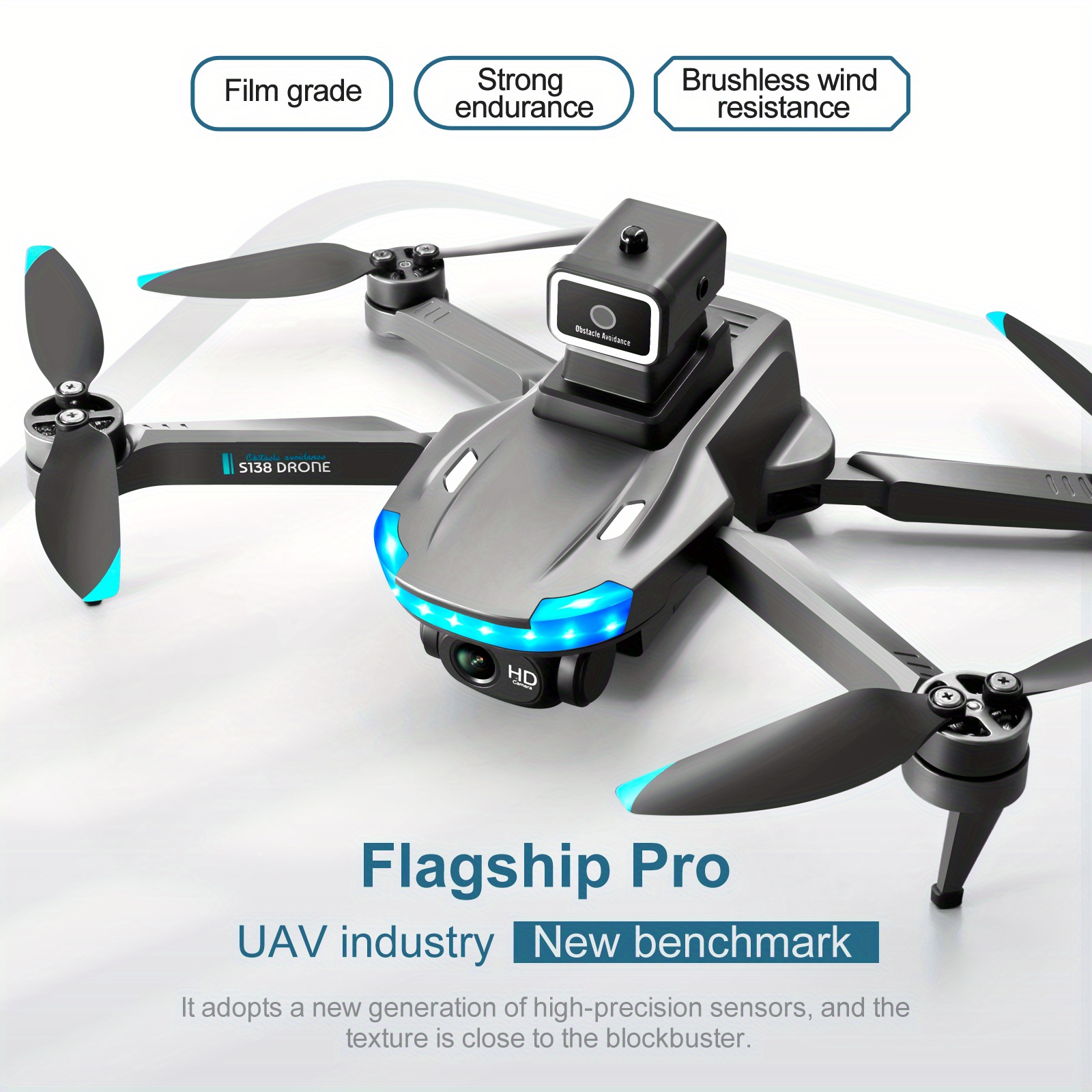 s138 brushless optical flow remote control drone with hd dual camera 1 3 batteries optical flow positioning esc camera brushless motor headless mode 360 intelligent obstacle avoidance wifi fpv details 1