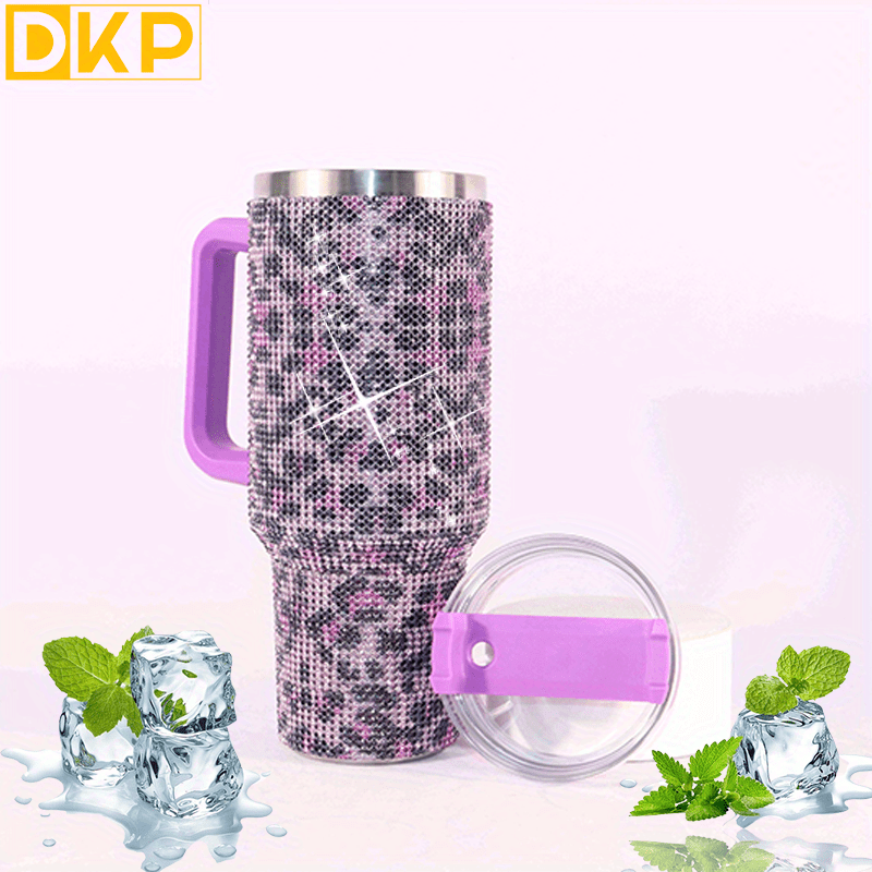 304 Stainless Steel Tumbler With Lid Straw And Rhinestone - Temu